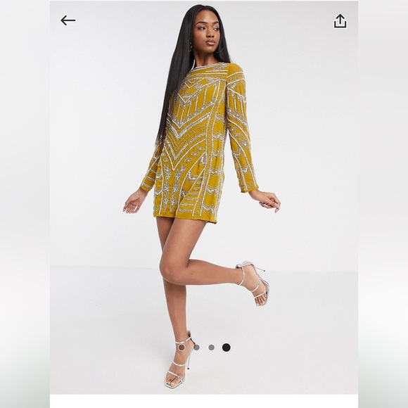 ASOS Yellow Beaded Long Sleeve Dress - Picture 5 of 5